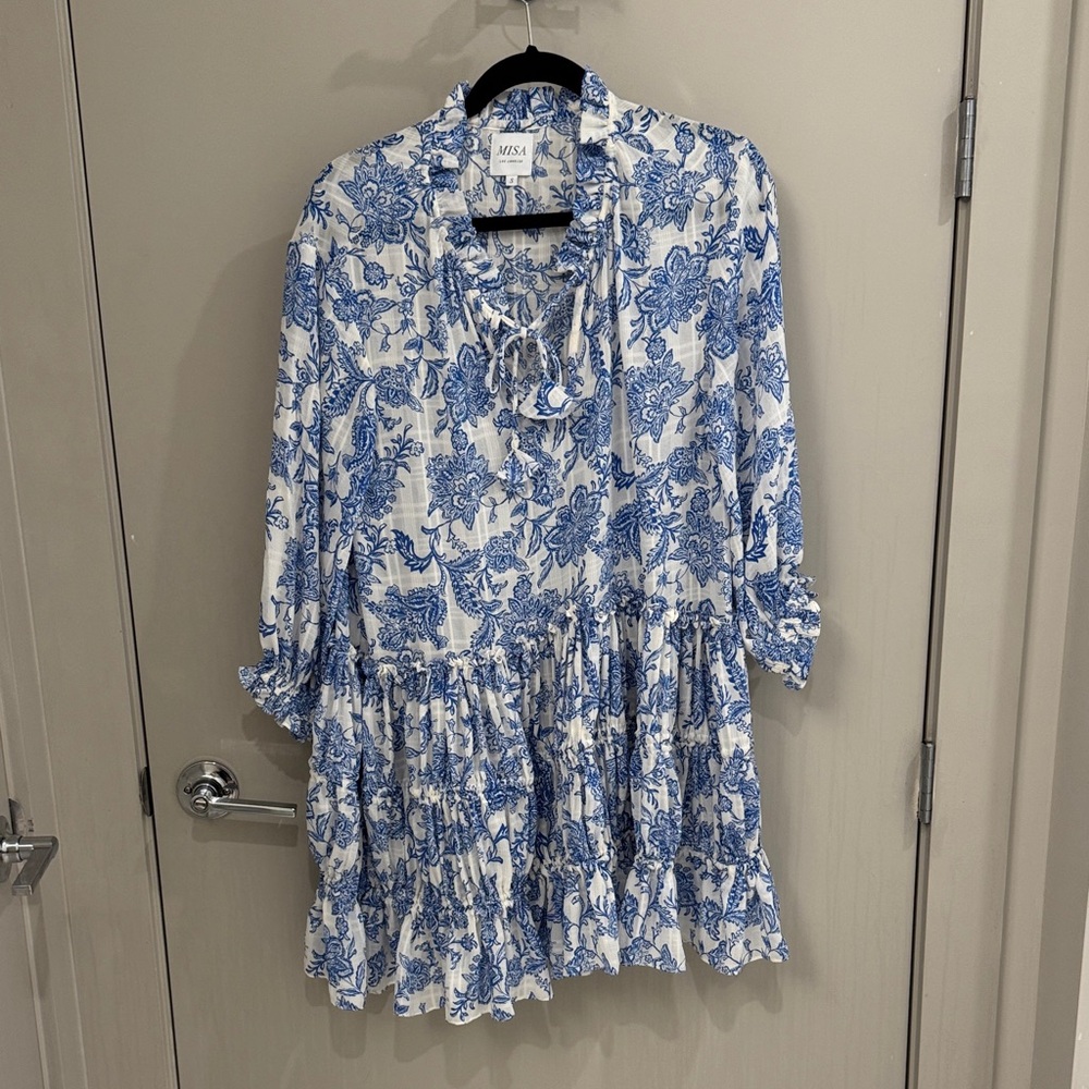 Misa Los Angeles Blue and White Floral Mini Dress